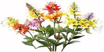 亚洲百合精灵系列花朵，颜色鲜艳多彩，有橙黄红等色，花朵向上开放，株型紧凑，适合阳台盆栽种植，新手友好